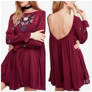 *NWT *RARE* Free People Mohave Embroidered Plum Bohemian Mini Dress